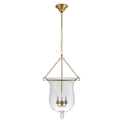 Julianne Large Smoke Bell Pendant in Natural Brass with Clear Glass